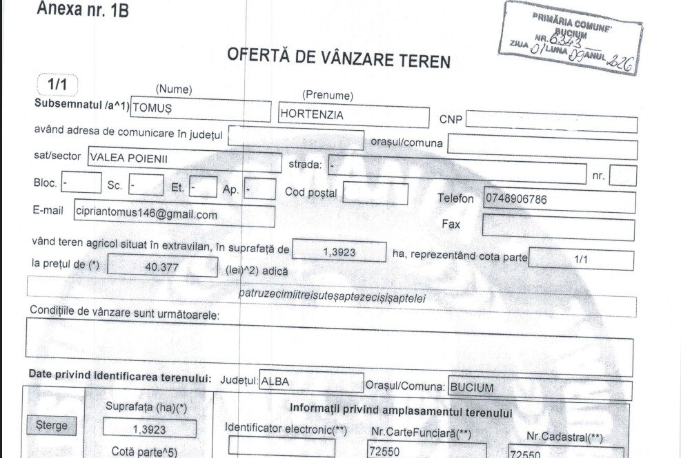 BUCIUM- ALBA: MEGA-TEREN DE VÂNZARE ÎNTR-UN SAT CU 33 DE LOCUITORI